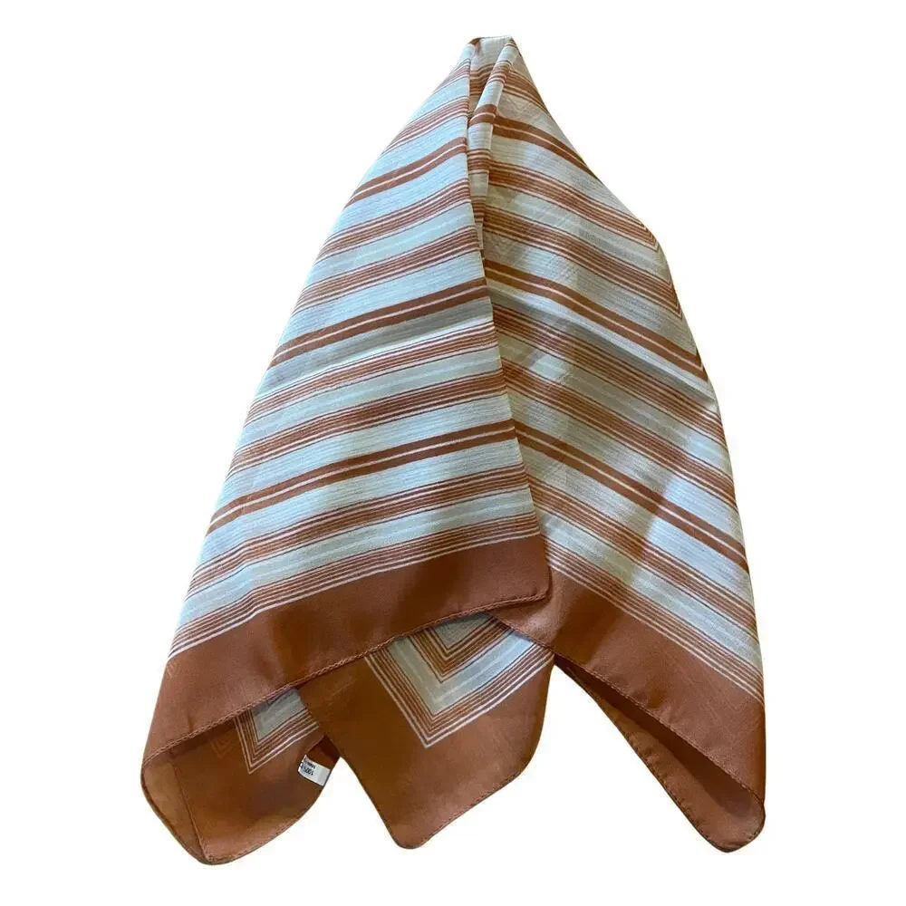 Vintage Italian Chevron Scarf RN13962 | Mod Rust Stripe Square 28” L. Vester Era
